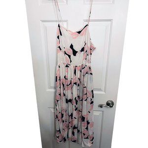 Vintage Floral Sundress Size 12 with Tie Straps and Pockets (80s)